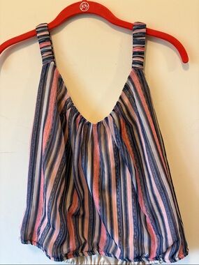 Striped Sleeveless Summer Tank — Blue & Pink Stripes
